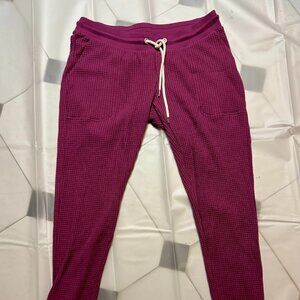 Gap Maternity ladies small waffle Cranberry Red Drawstring Thermal Jogger Pants